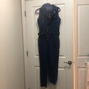 Jean jumpsuit.
